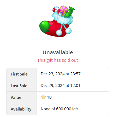 Xmas Stocking is a Telegram NFT collection