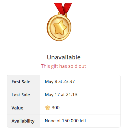 Medal Telegram gift