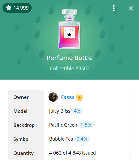 Perfume Bottle is a Telegram NFT collection