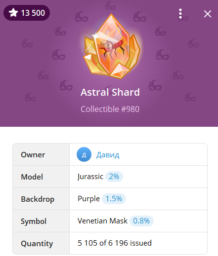 Astral Shard is a Telegram NFT collection