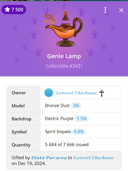 Genie Lamp is a Telegram NFT collection