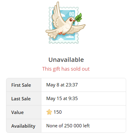 Dove Telegram gift